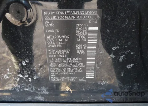 2015 Nissan Rogue Sv from USA, damaged, VIN KNMAT2MV7FP519446